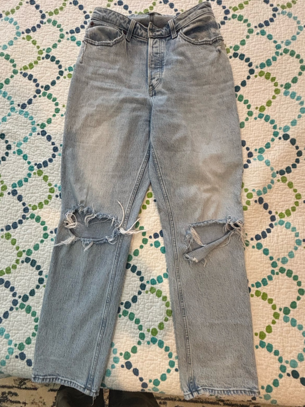 Abercrombie & Fitch Light Blue Curve Love The Dad High Rise Jeans